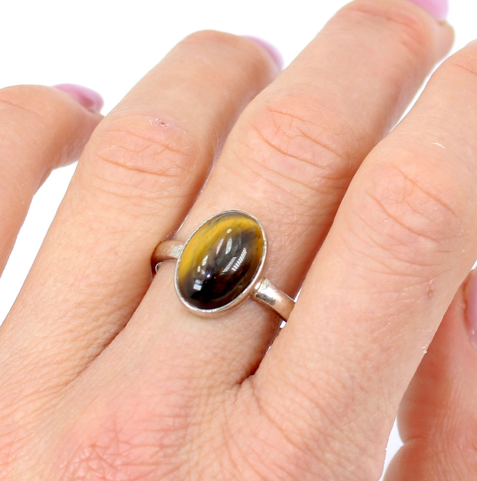 Thumbnail: Tiger Eye 925 Sterling Silver Ring (Y/12)
