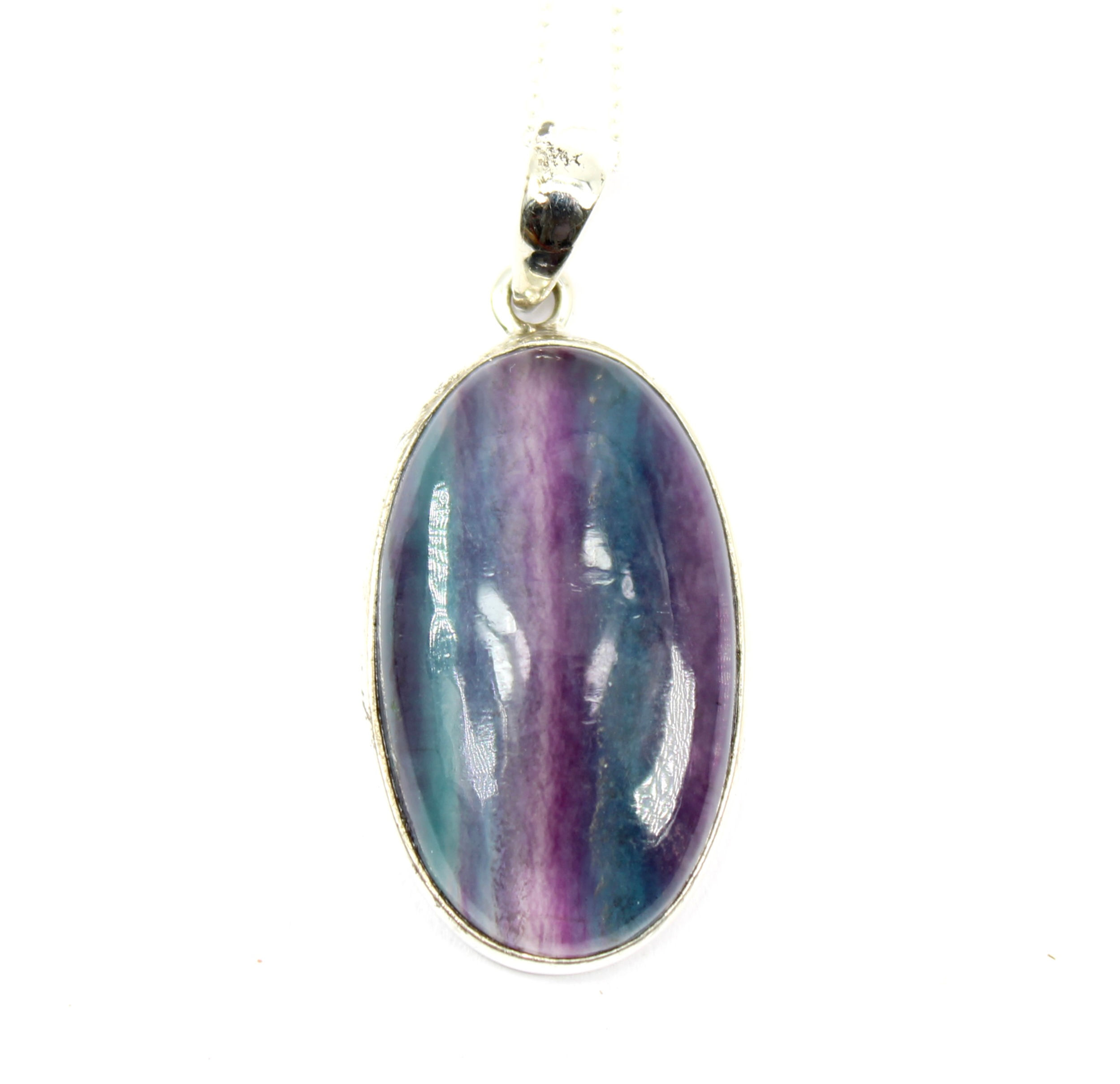 Rainbow Fluorite 925 Sterling Silver Pendant