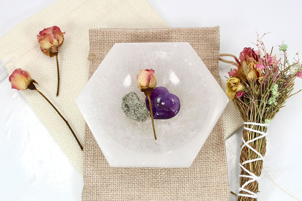 Thumbnail: Selenite / Satin Spar Hexagon Crystal Charging Trinket Dish