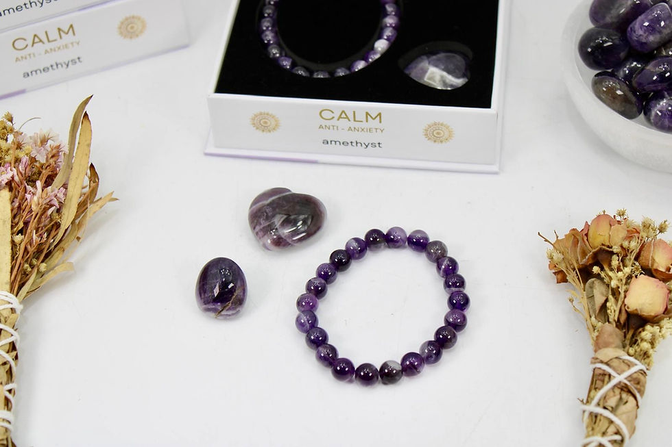 Thumbnail: Calm Anti-Anxiety Amethyst  Bead Bracelet Set