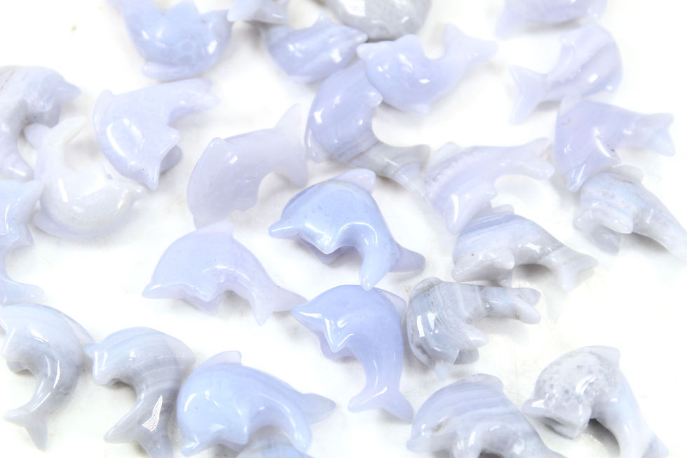 Thumbnail: Blue Lace Agate Mini Dolphin Carvings