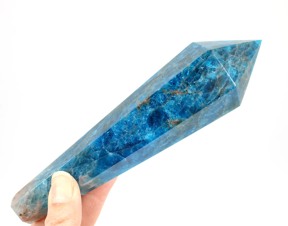 Thumbnail: Blue Apatite Crystal Wand on Stand