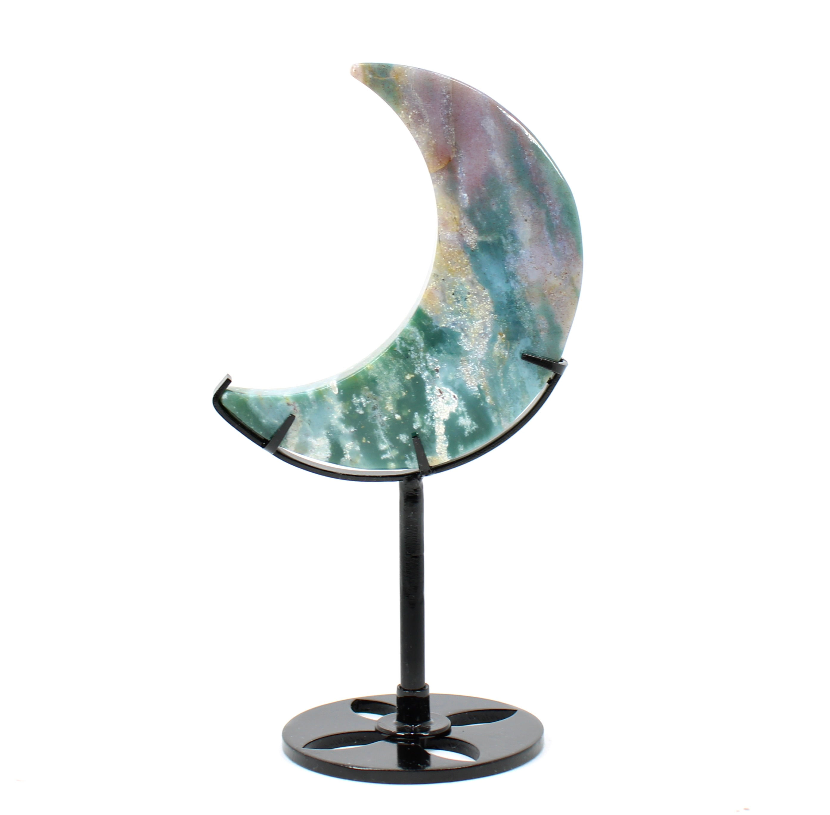 Ocean Jasper Crescent Moon with Stand