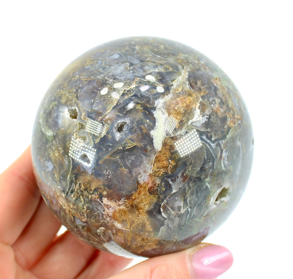 Thumbnail: Moss Agate Sphere with Druzy