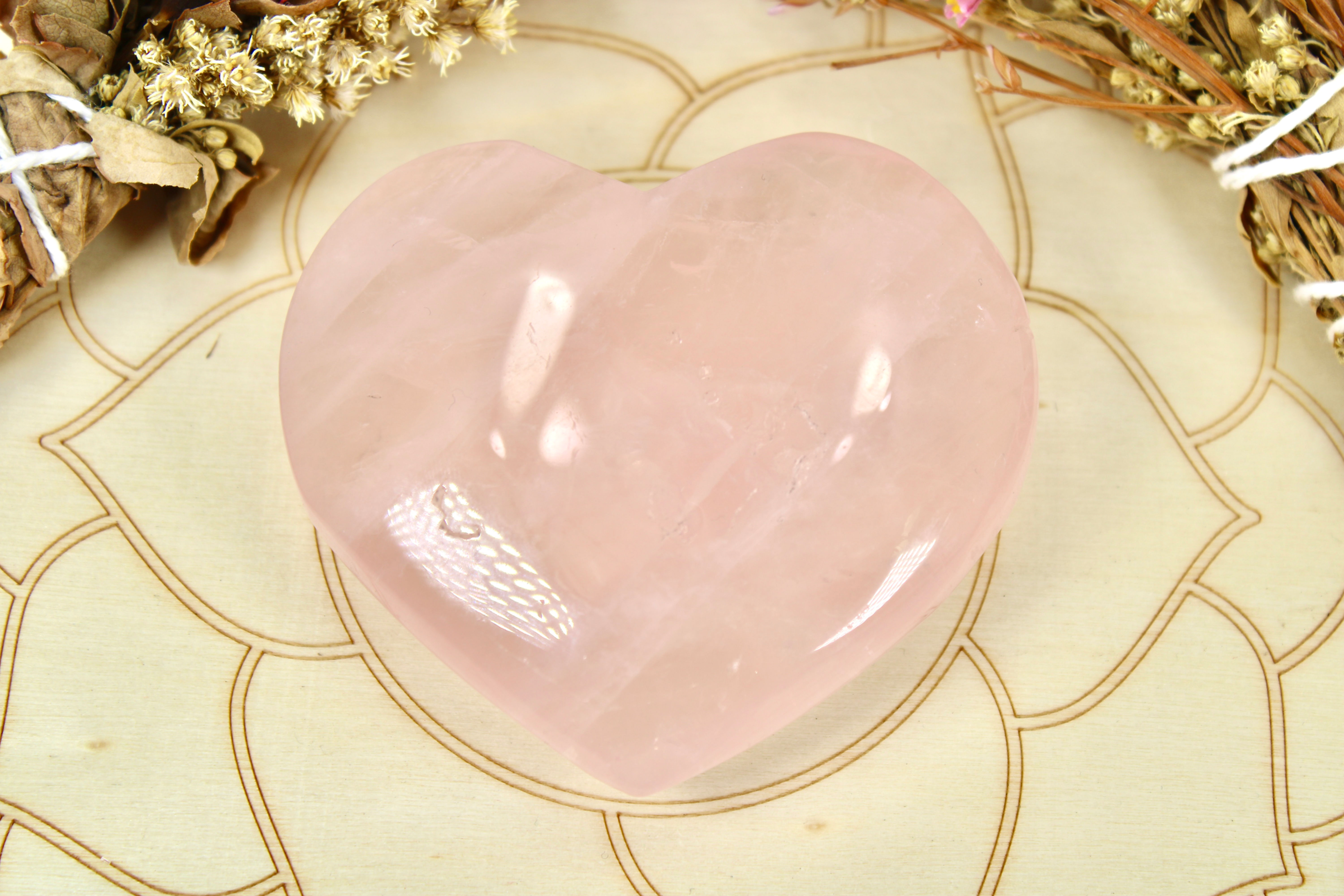 Rose Quartz Heart Carving