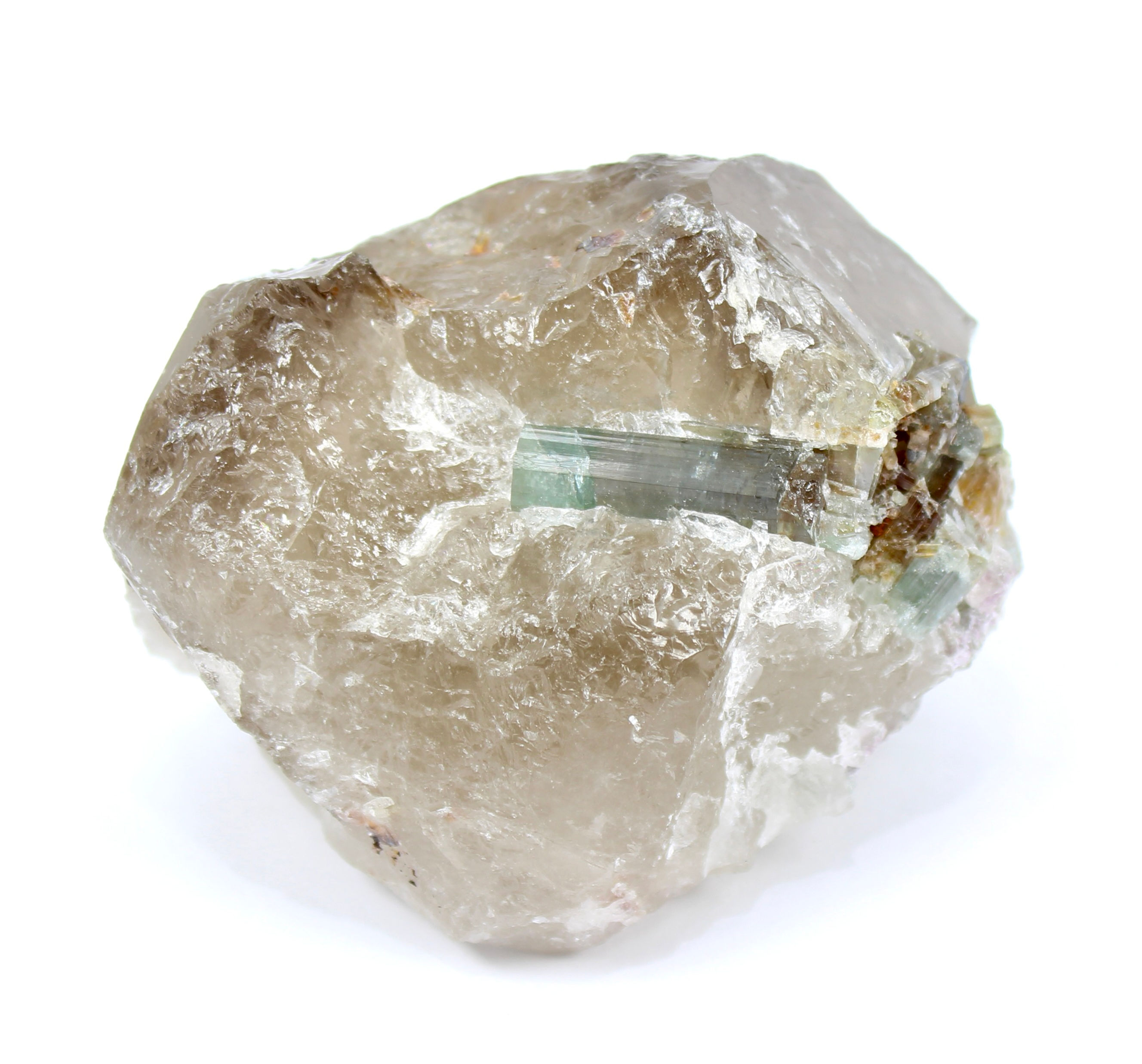Smokey Quartz and Blue Tourmaline Semi Polished Freeform