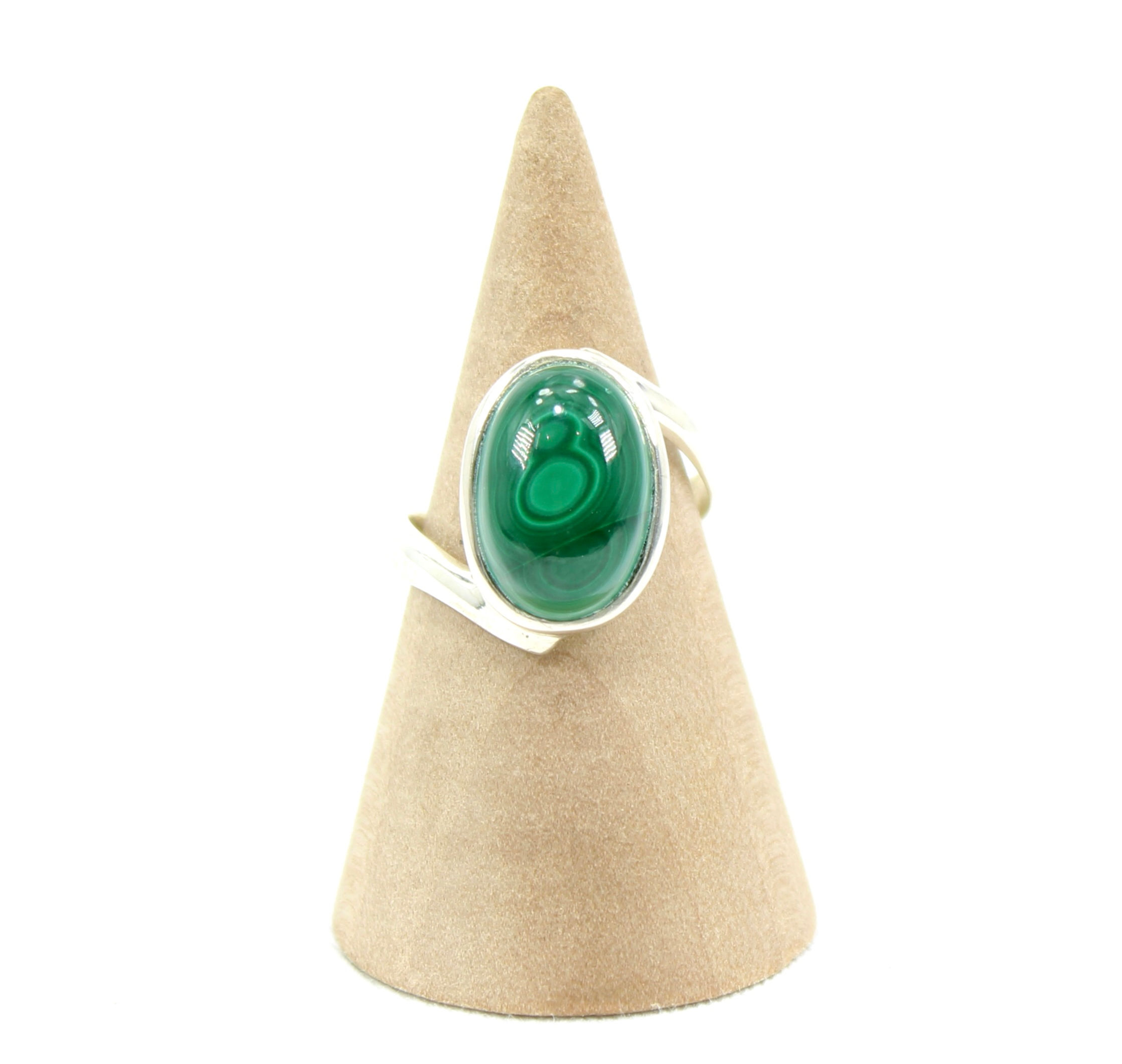 Malachite 925 Sterling Silver Ring (P/7.5)