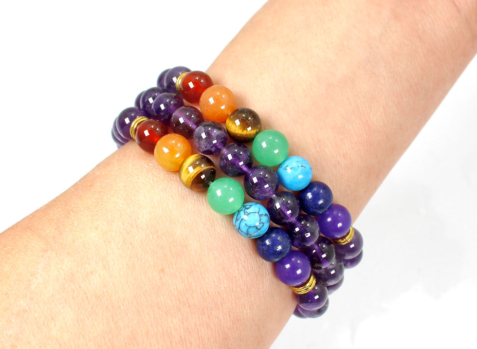 Thumbnail: Seven Chakra Amethyst Bead Bracelet