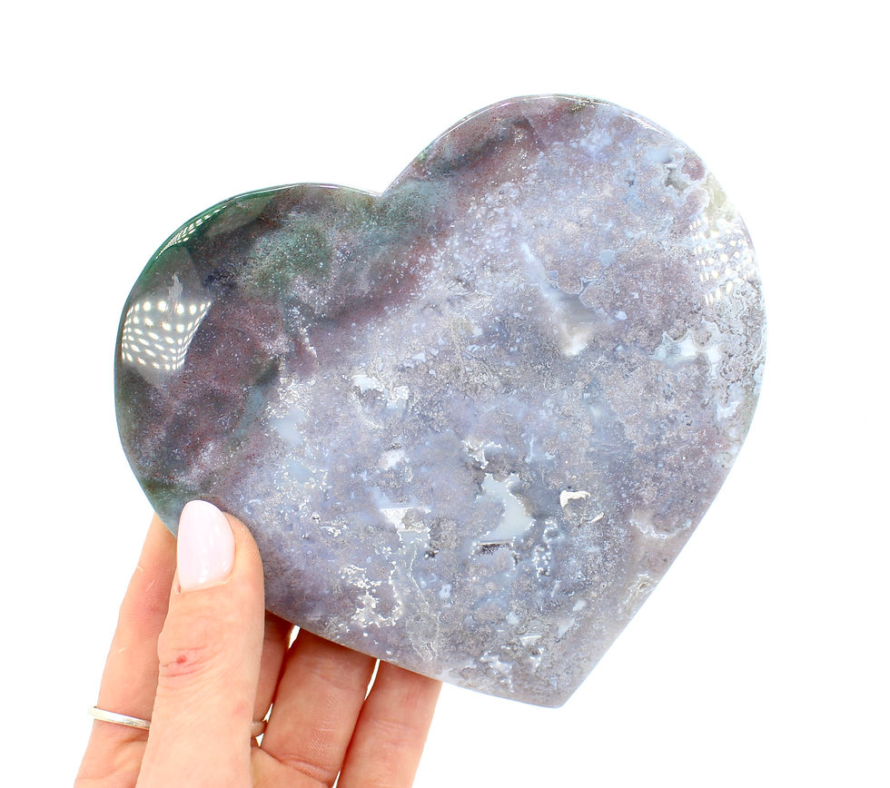 Thumbnail: Moss Agate Heart on Stand