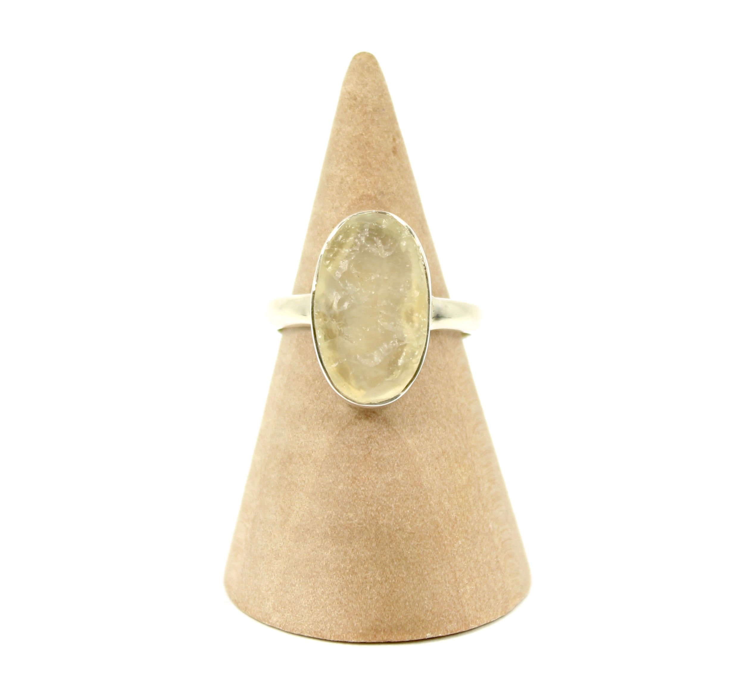 Libyan Desert Glass 925 Sterling Silver Ring - Natural and Rare (P/7.5)