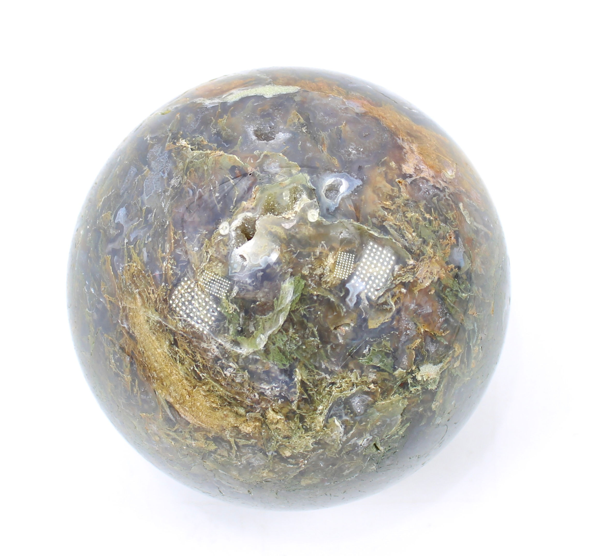 Moss Agate Sphere with Druzy