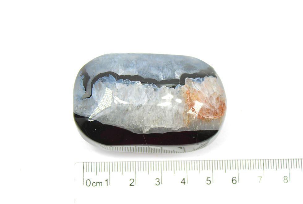 Thumbnail: Black Banded Agate Palmstone with Quartz