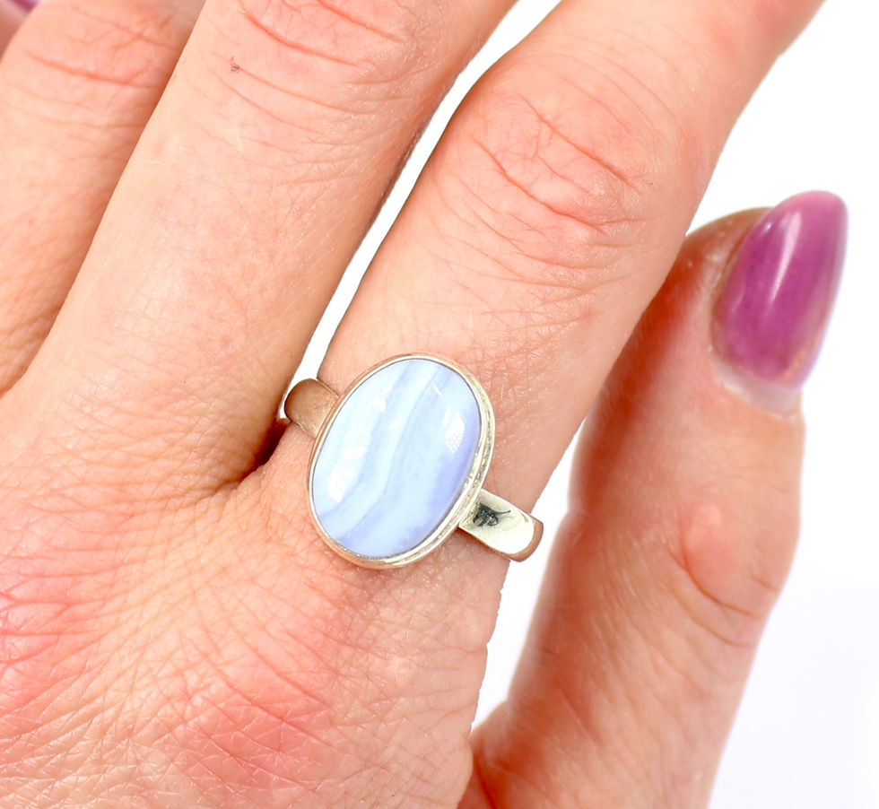 Thumbnail: Blue Lace Agate 925 Sterling Silver Ring (S/9)