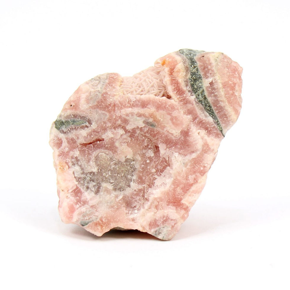 Rhodochrosite Specimen with Green Banding from The Crystal Shop, St Andrews