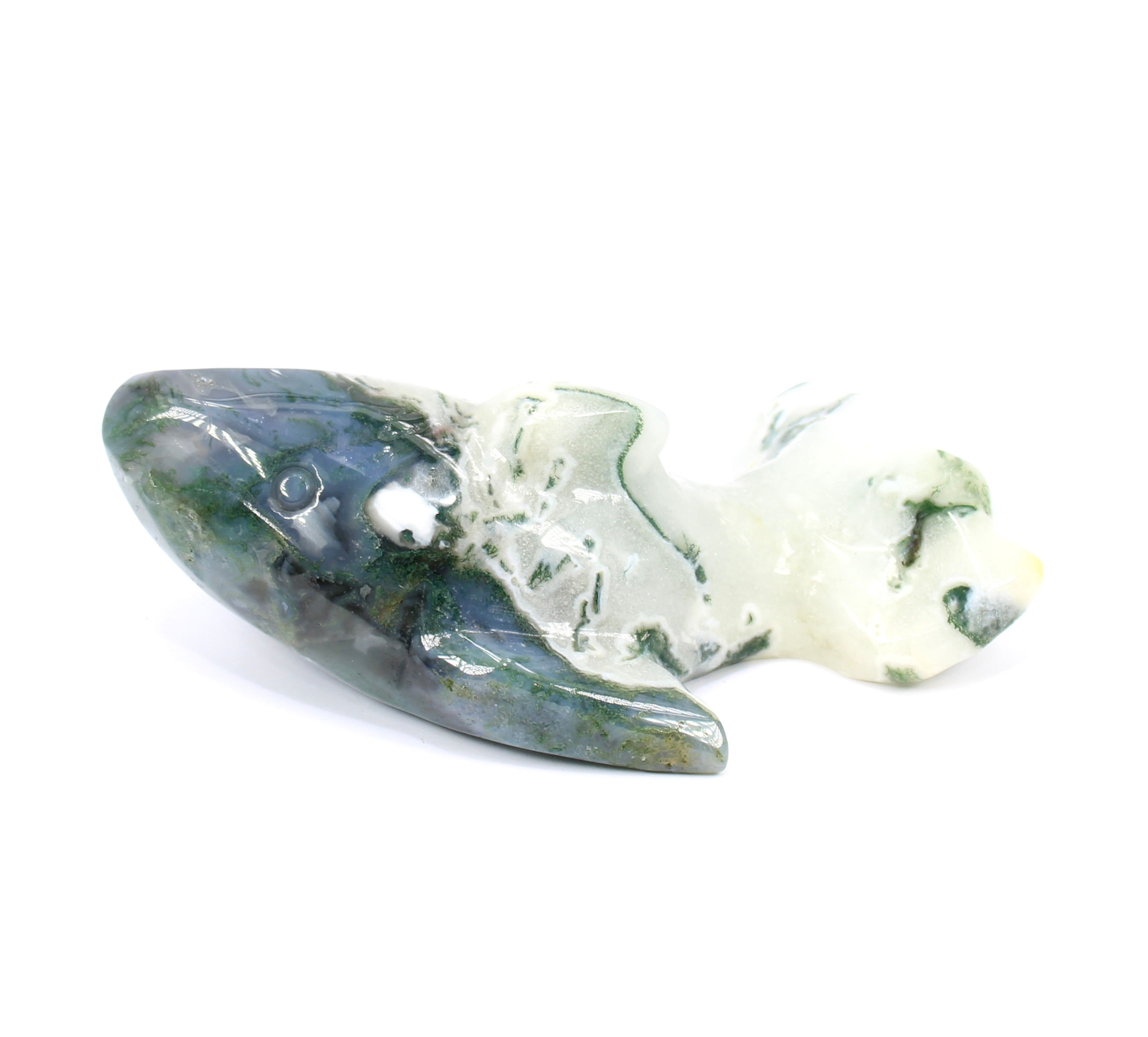 Moss Agate Fish Carving