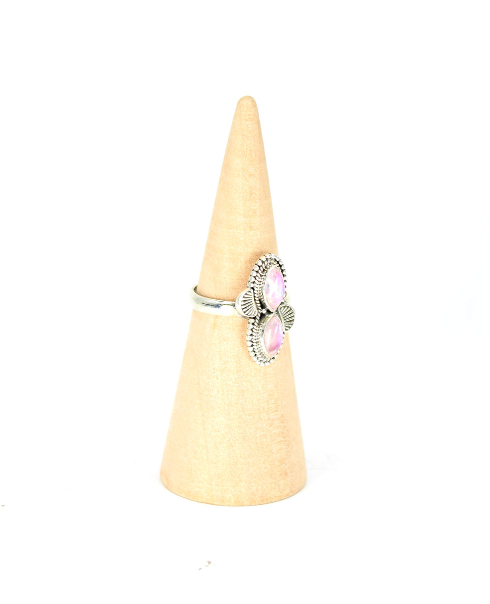 Thumbnail: Pink Moonstone 925 Sterling Silver Ring (P/ 7.5)