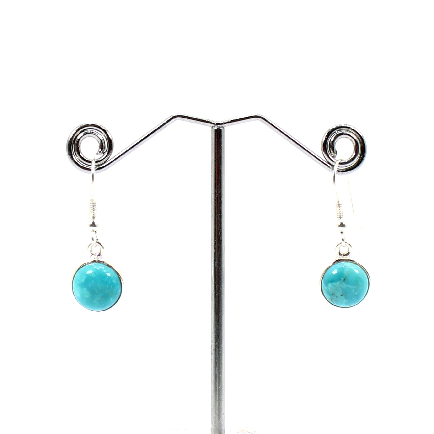 Turquoise Round 925 Sterling Silver Drop Earrings