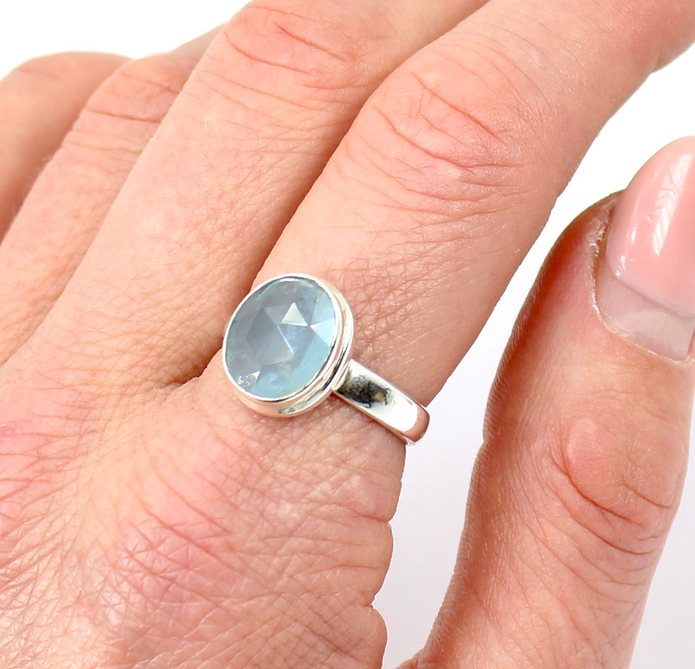 Thumbnail: Aquamarine 925 Sterling Silver Ring (P/7.5)