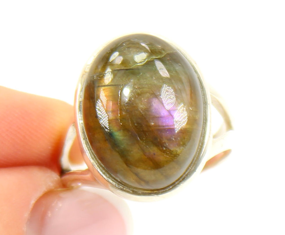 Thumbnail: Purple Labradorite 925 Sterling Silver Ring (O/7)