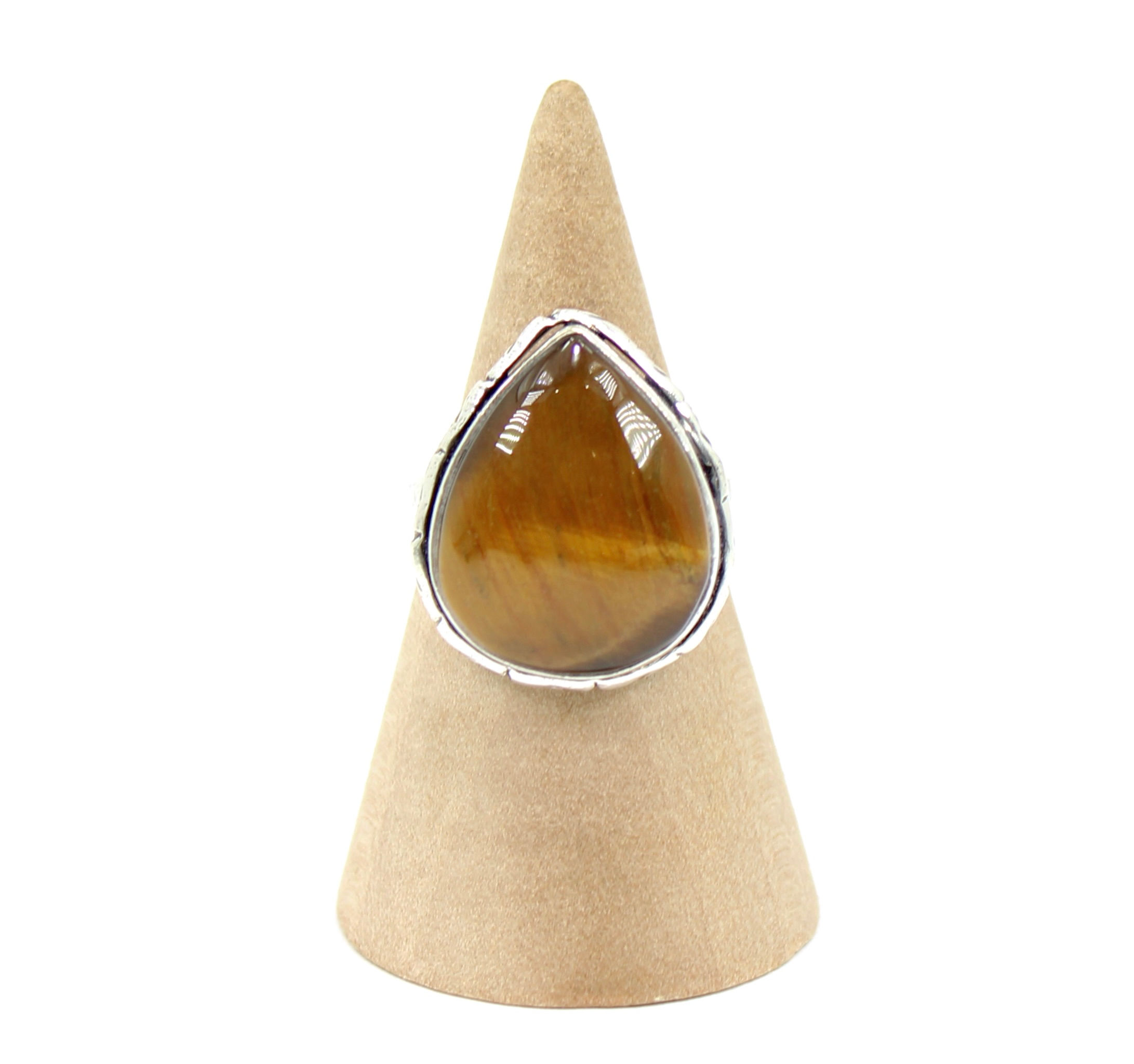 Tiger Eye 925 Sterling Silver Plated Ring (N/6.5)