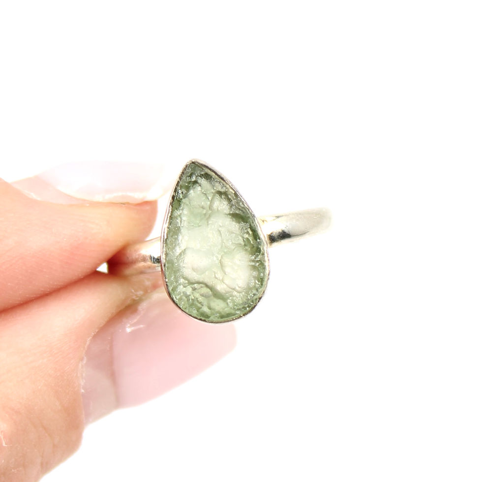 Thumbnail: Moldavite 925 Sterling Silver Ring - Rare (Q/8)