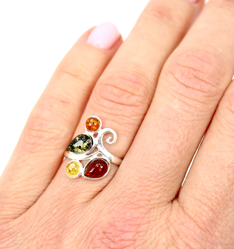 Thumbnail: Baltic Amber 925 Sterling Silver Ring (K/5)