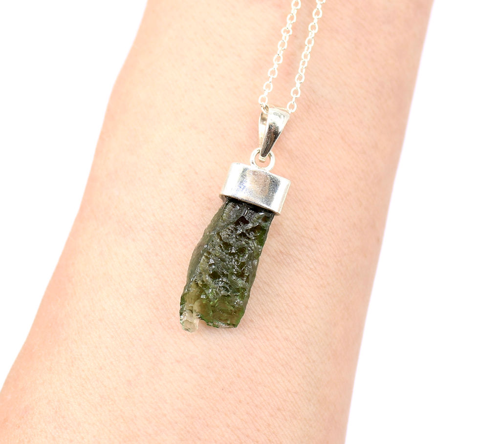 Thumbnail: Moldavite Genuine and Rare 925 Sterling Silver Pendant