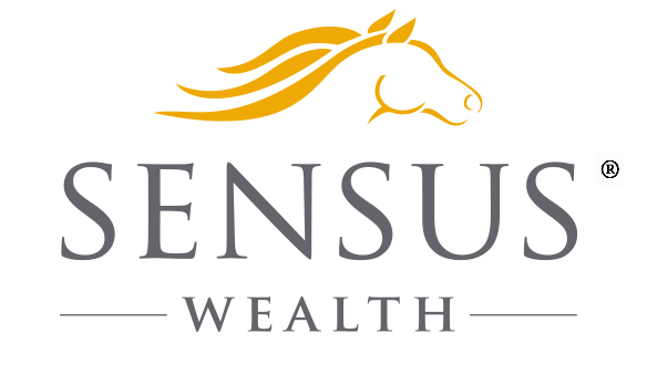 Sensus Wealth logo with a golden horse head outline.