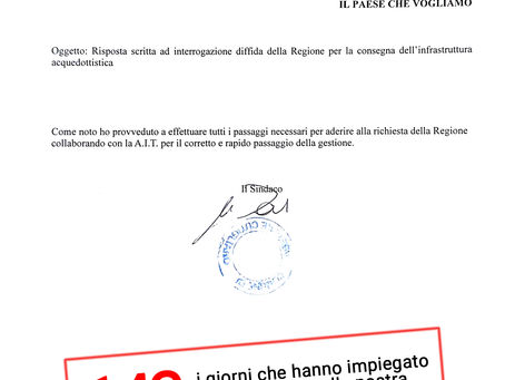 Diffida della Regione - risposta