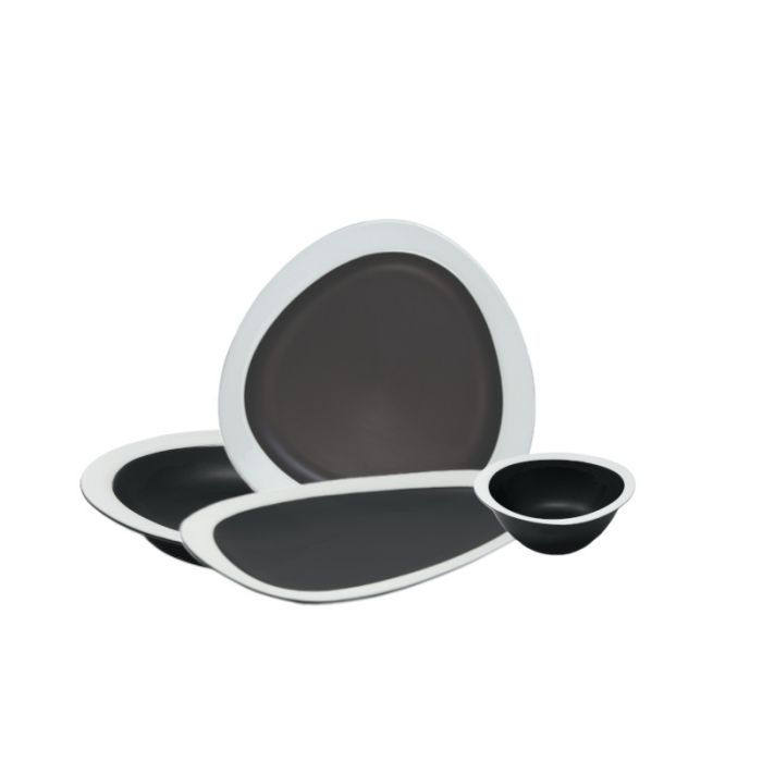 PERSEPHONE Matt black-wide white rim plates
