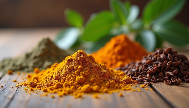 Close-up view of Avipattikar Churna powder with herbs and spices
