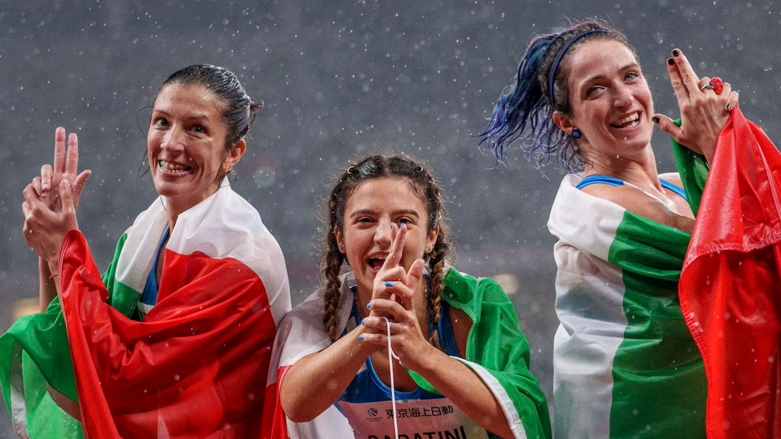 Ambra Sabatini, oro a Tokyo 2020, con Caironi e Contrafatto