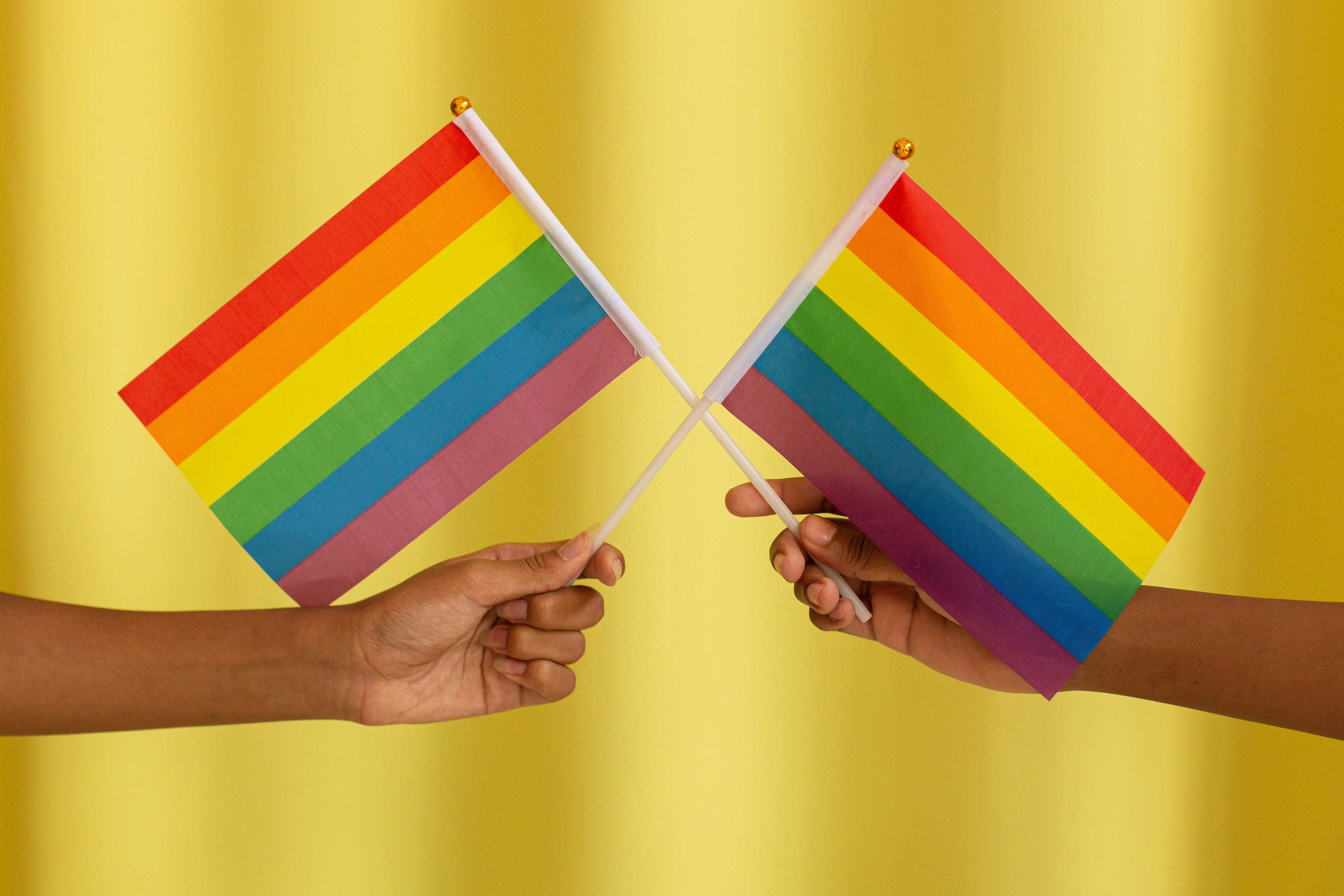 Due bandiere LGBT si incrociano