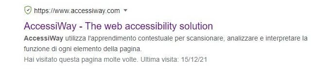 Snippet della homepage di Accessiway