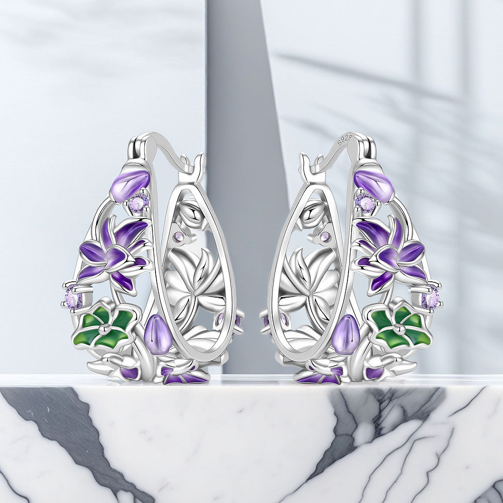 Thumbnail: VIOLETTA™ S925 Sterling Silver Hoop Earrings A touch of colour. 