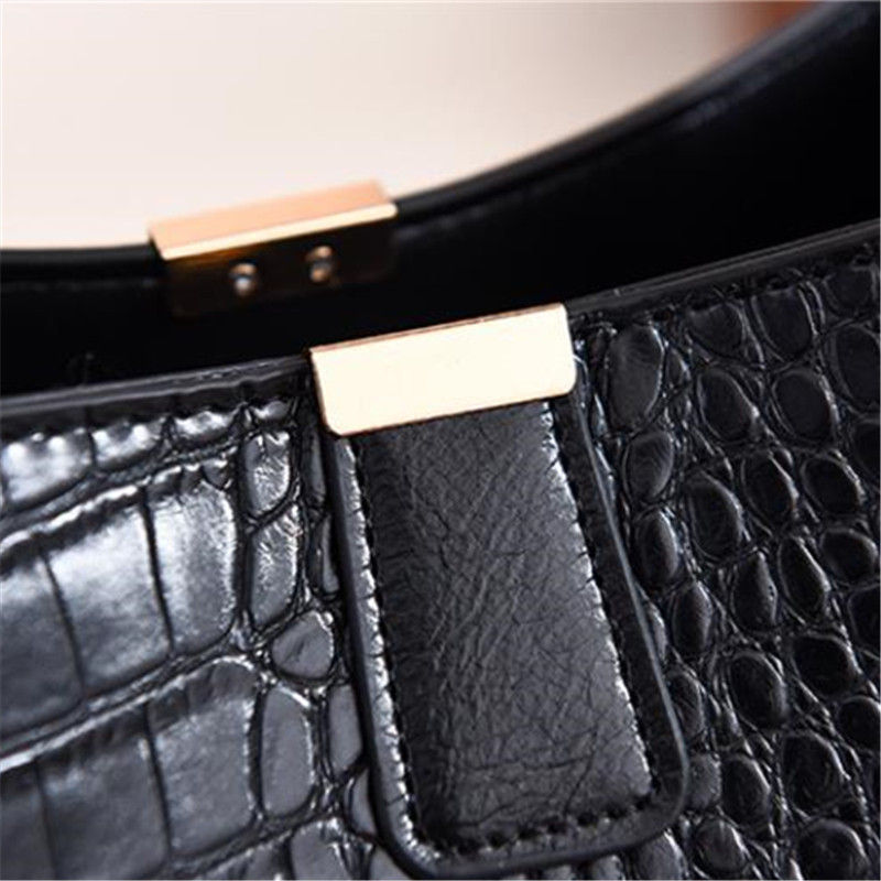 Thumbnail: Vintage Stone Leather Handbag Shoulder Crossbody Bags Fashion Female Bucket Bag 