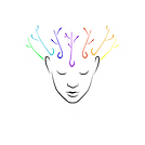 The Integration Variable Logo, an outline of a serene face with rainbow branches forming a crown around the head