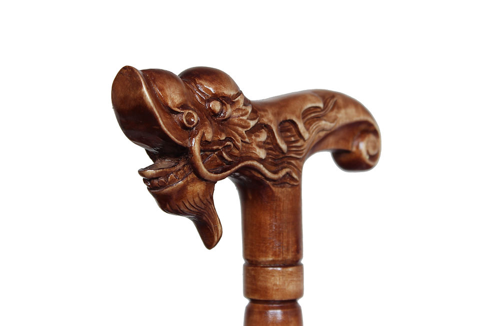 Thumbnail: Walking cane Wooden Dragon Carved handle