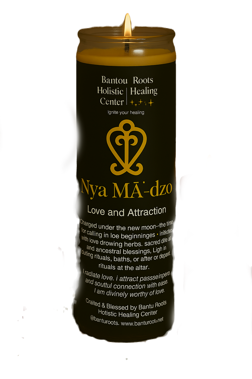 A close-up shot of a lit glass pillar candle with a yellow-gold wax, set against a dark background.