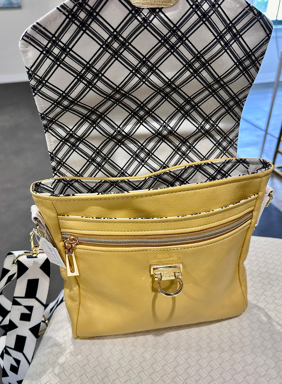 Thumbnail: White and Yellow Crossbody Bag