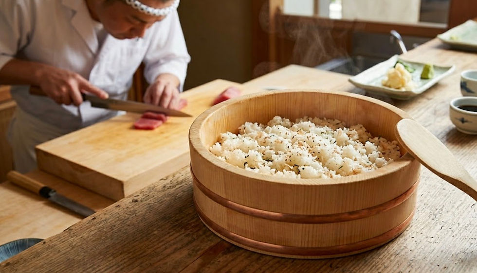 フィトンチッドによる殺菌効果があるヒノキはお寿司屋さんなどでよく使われる