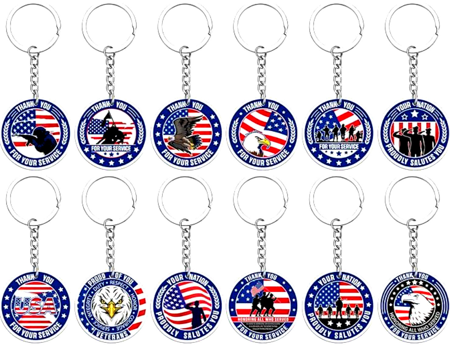 12  Keychains Thank A Vet & Service (Dozen)Only $1.5 SKU 1688