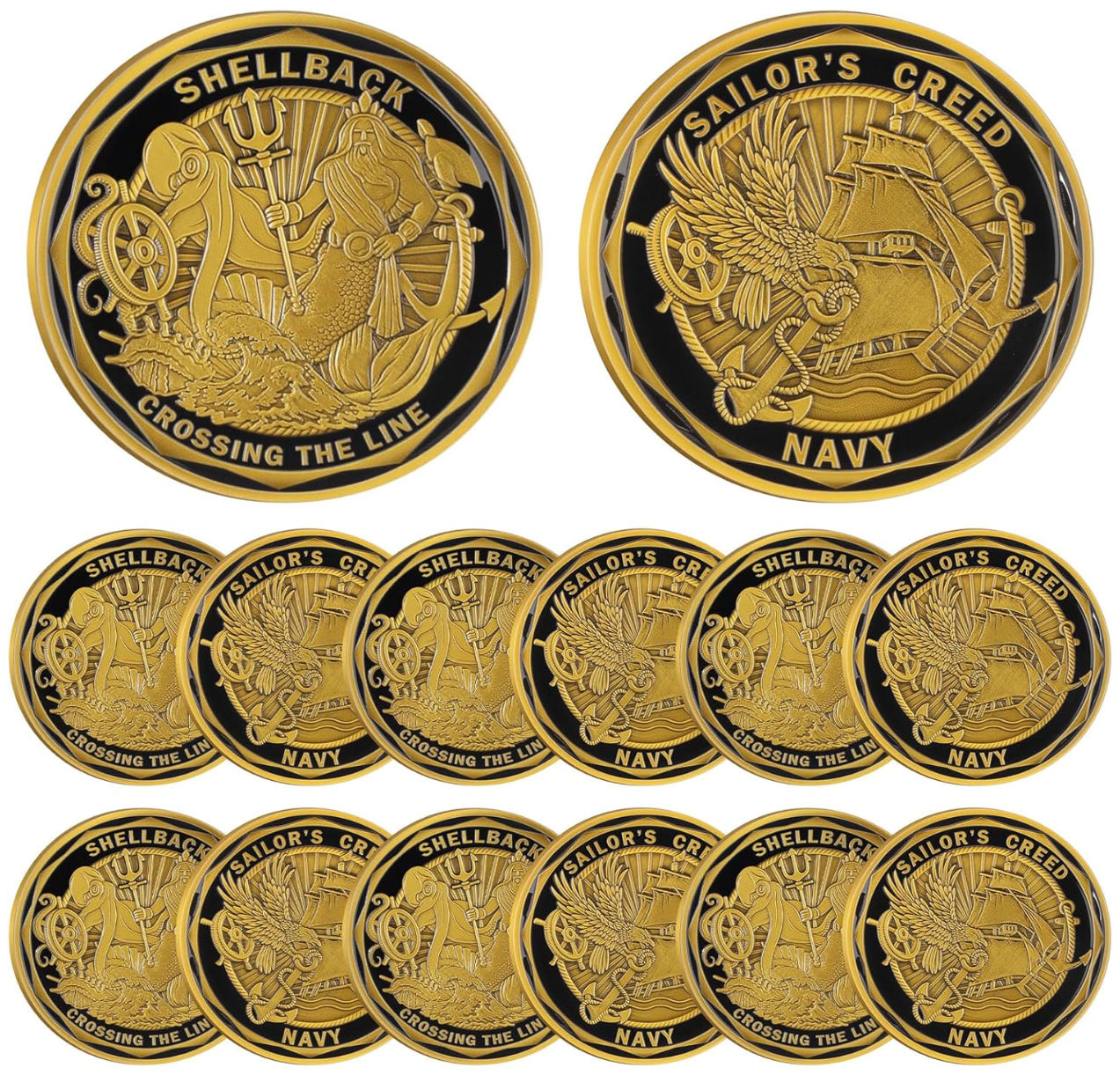 12 Pcs ($3 Each) U.S Navy Shellback Coins SKU 360