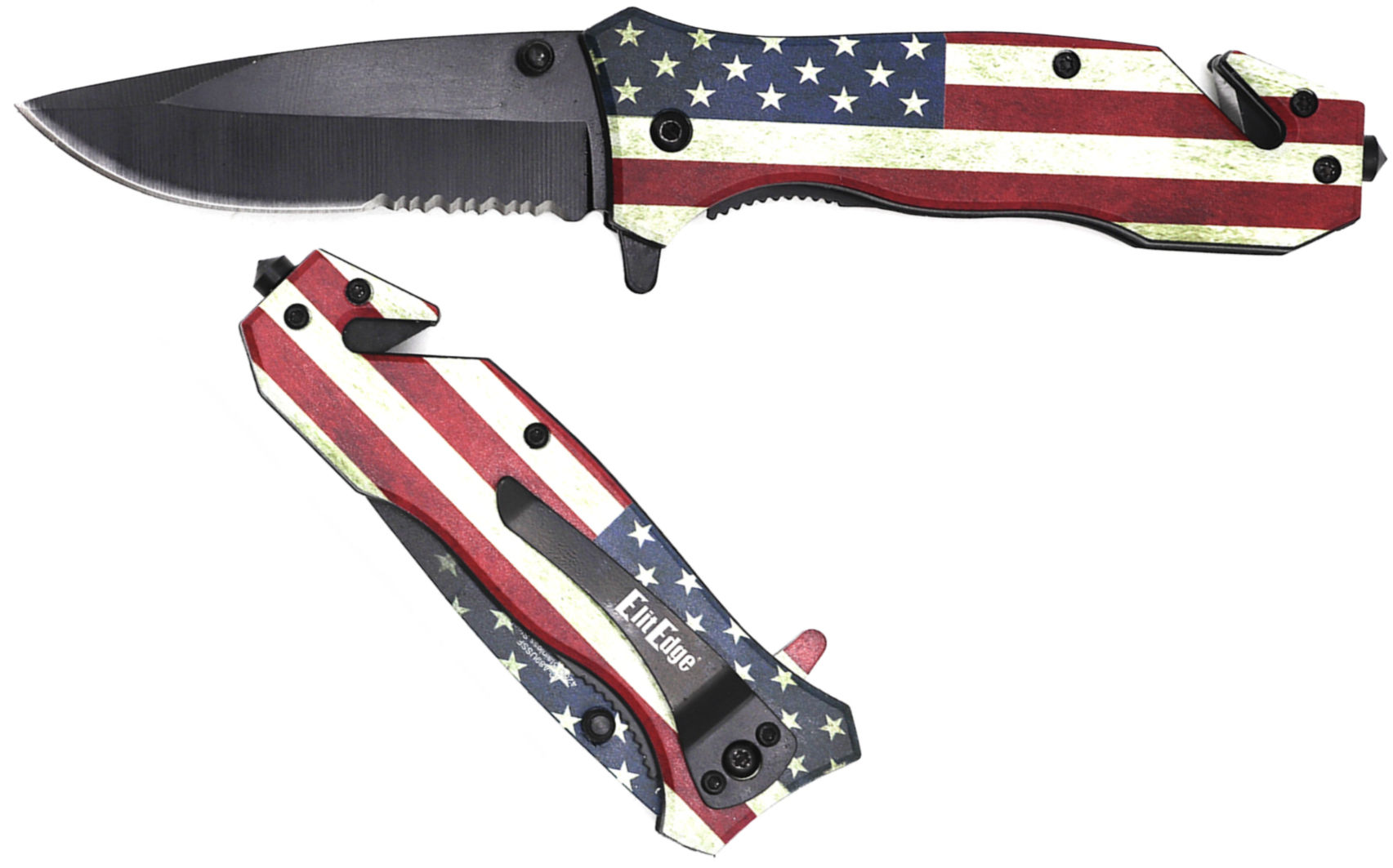 4.5" Inch Closed USA American Flag Handle Rescue Spring Assist Knife SKU 7308