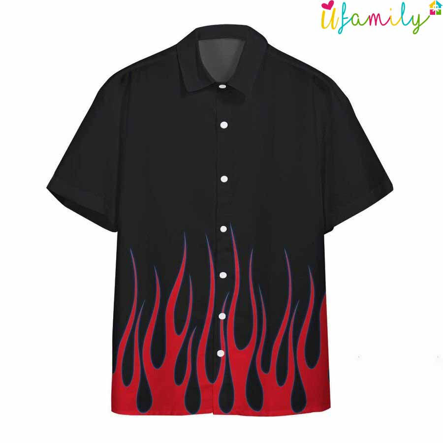 Amazing Black Rod Blue Flame With Skull Custom Hawaiian Shirt