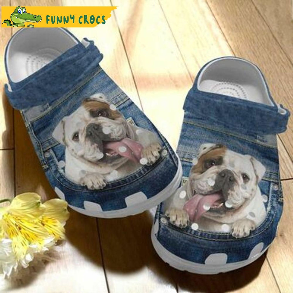 English Bulldog In Jean Pocket Dog Crocs
