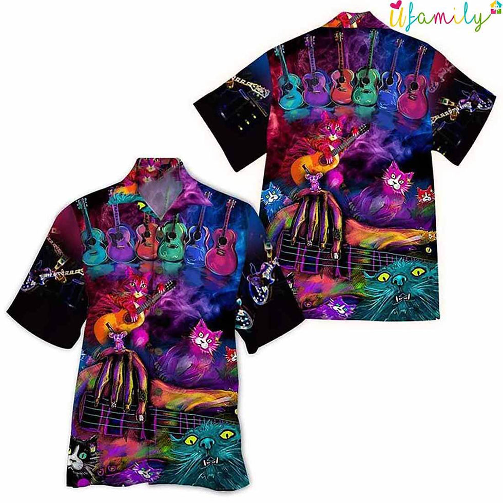 Cat Playing Guitar Hawaiian Shirt