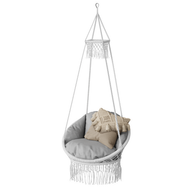 Deluxe Macrame Chair with Fringe and Pil