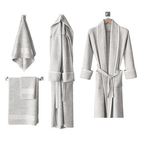 Bathrobe - Bath Robe In 2 Variations + Towels On Hanger
