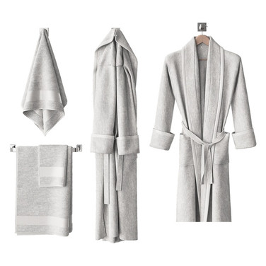 Bathrobe - Bath Robe In 2 Variations + Towels On Hanger